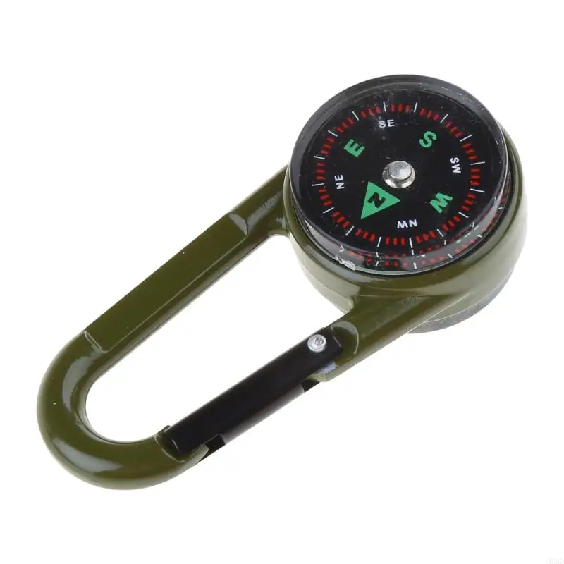HX6D Outdoor Multifuncional senderismo metal carabinero mini termómetro compás llavero