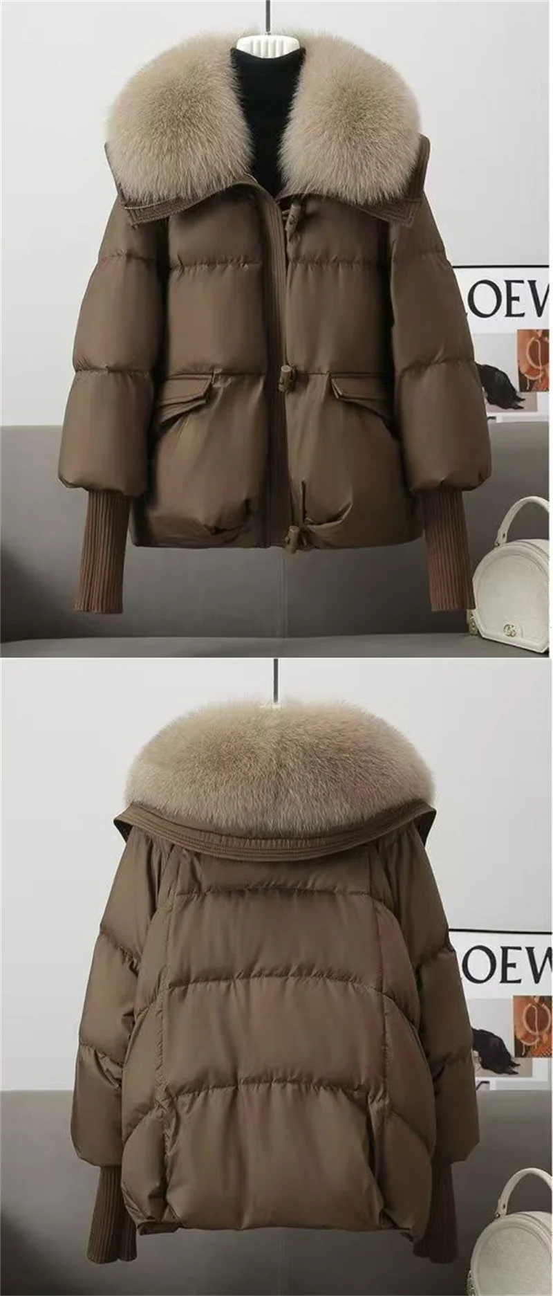 Winter New 2025 Down Cotton Jacket Short Parka Coat Western Korean Version Loose Cotton Jacket Big Fur Collar Thick Overcoat