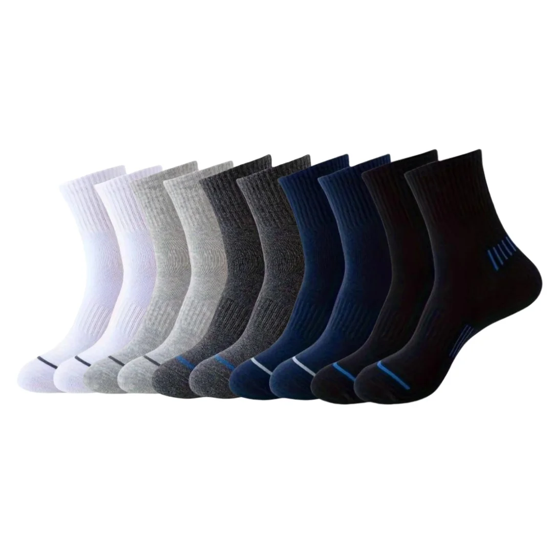 15 pairs of socks for men, solid color sports, odor proof, sweat absorbing, mid tube socks, breathable sports socks