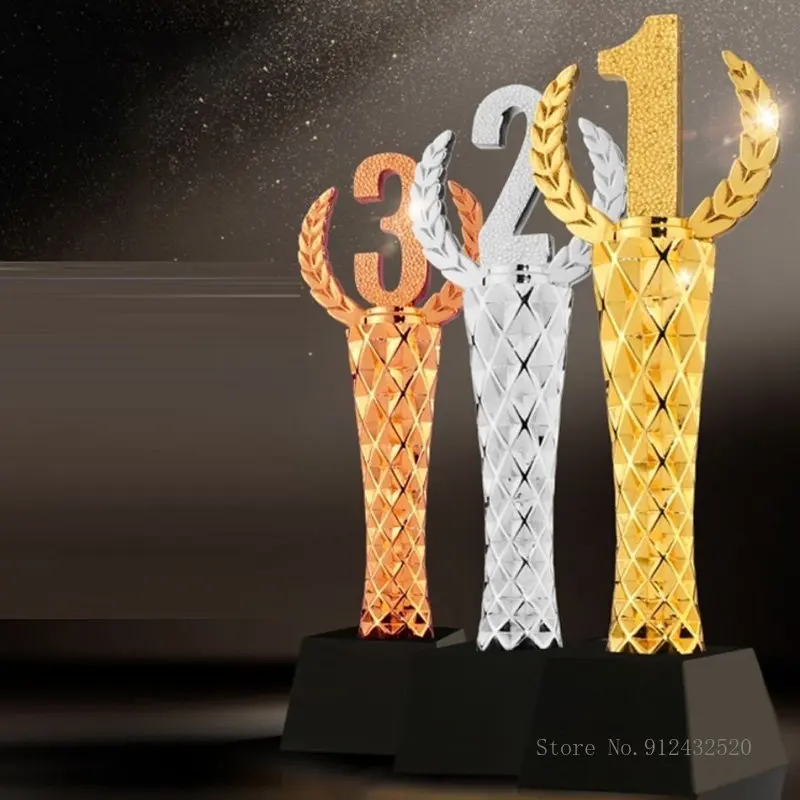 

Customized Creative Crystal Trophy, Creative Resin Number 123, Excellent Team Sales Award, Home Decor, Gold, Silver, Copper, 1Pc