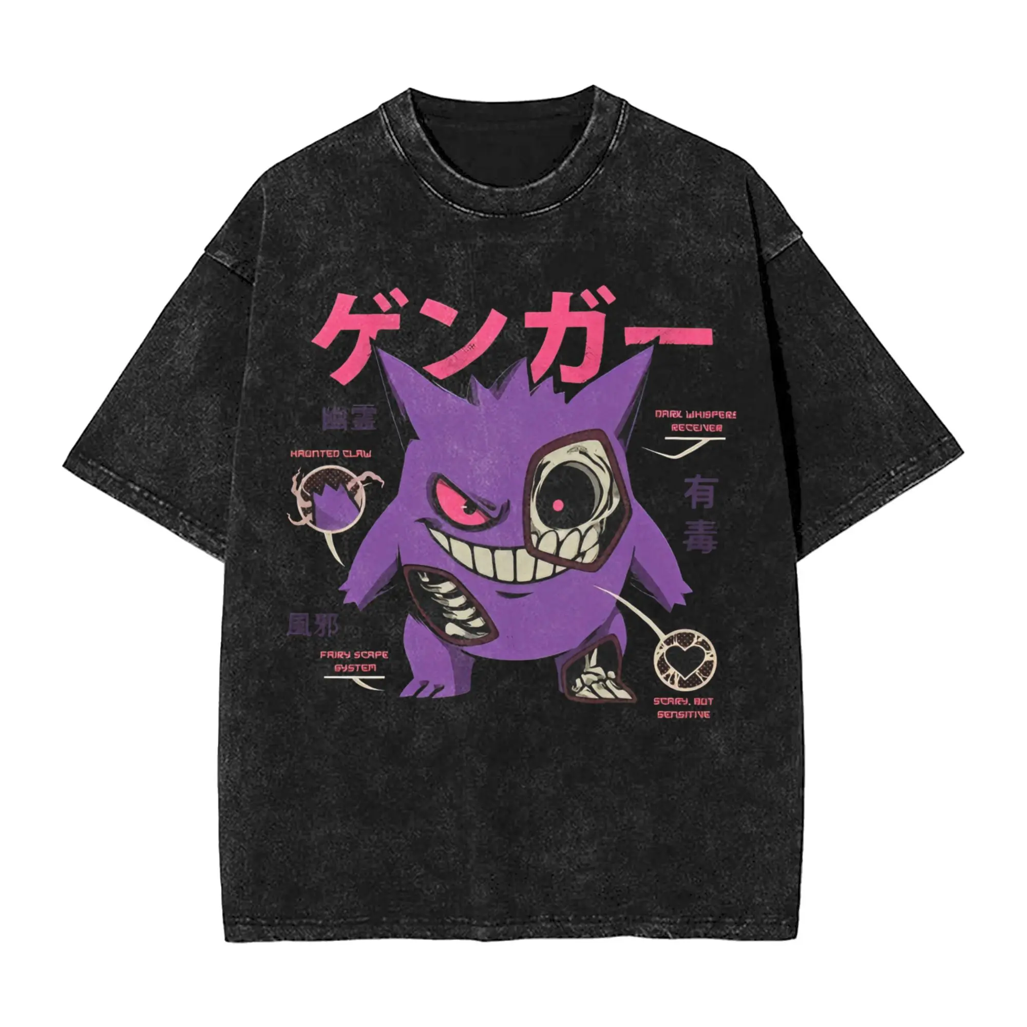 

Printed monsters cartoon Washed T Shirt Merch Harajuku T-Shirt for Men Women Tees