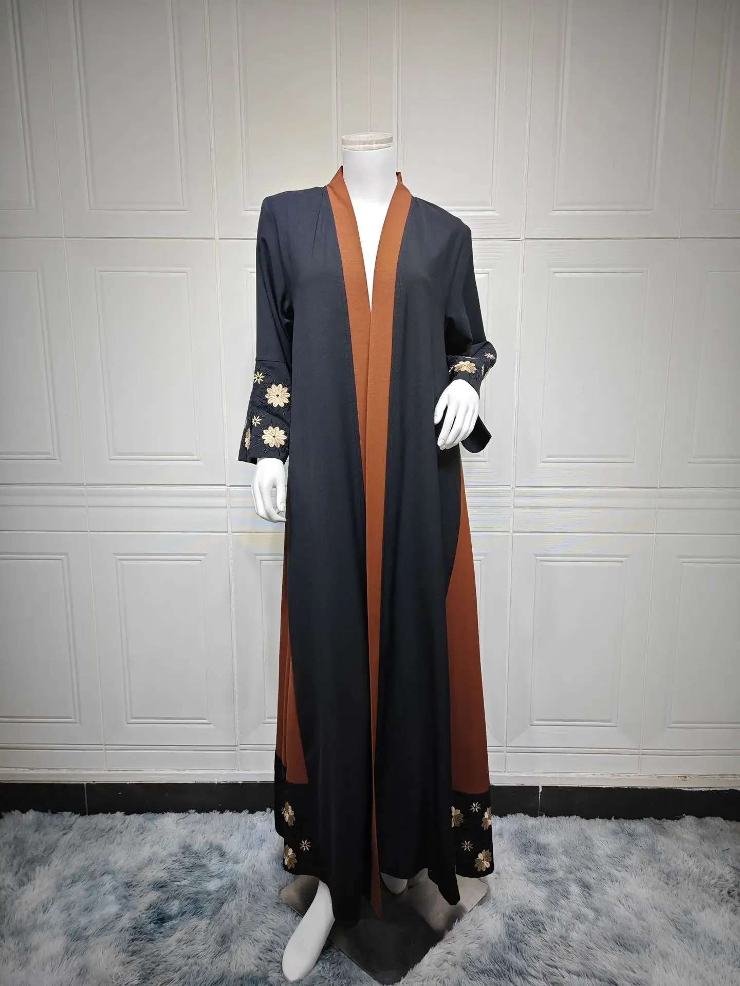 Eid broderie Abayas femmes Robe musulmane dubaï caftan Kimono Cardigan Ramadan Islam Jalabiya Kebaya Caftan Marocain Femme Robe