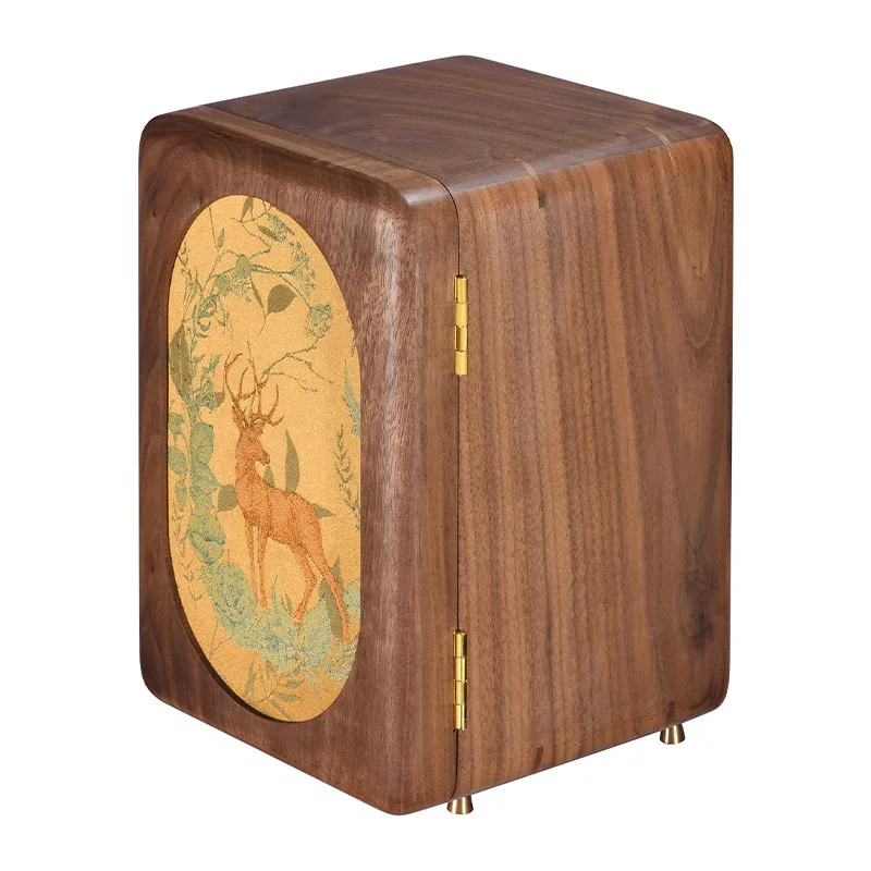 

Black walnut printed jewelry box, convenient necklace bracelet storage box, solid wood jewelry box.