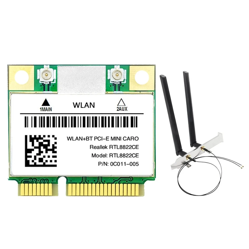 

GO-RTL8822CE Wifi Card With Antenna 1200Mbps 2.4G+5Ghz 802.11AC Network Mini Pcie BT 5.0 Support Laptop/PC Windows 10/11