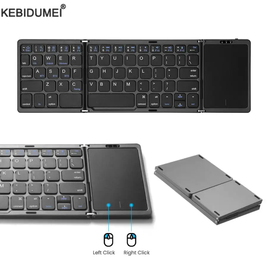 Składana bezprzewodowa klawiatura Bluetooth Składane mini klawiatury z panelem dotykowym dla komputerów PC Mac Smartfon Windows iOS Android