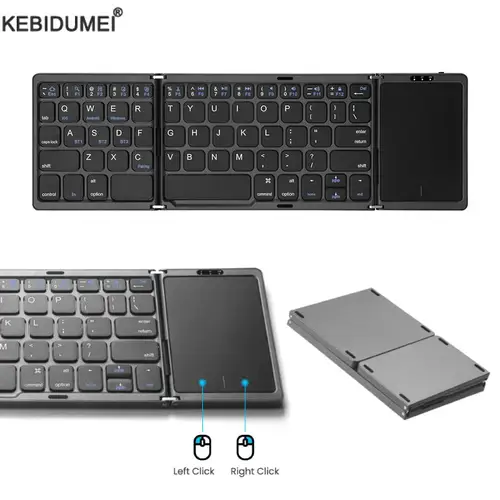 Teclado Bluetooth inalámbrico plegable Mini teclados plegables con panel táctil para PC Mac Smartphone Windows iOS Android
