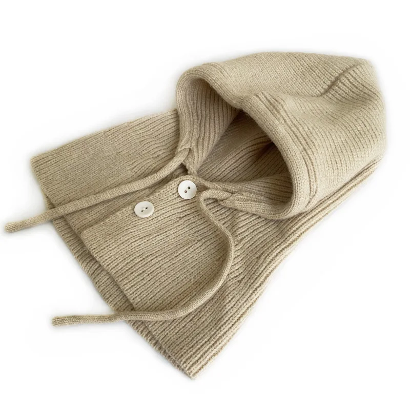 Winter Knit Hat New Ladies Fashion One-piece Hat Korean Version of Leisure Scarf Warm Windproof Wool Hat 3