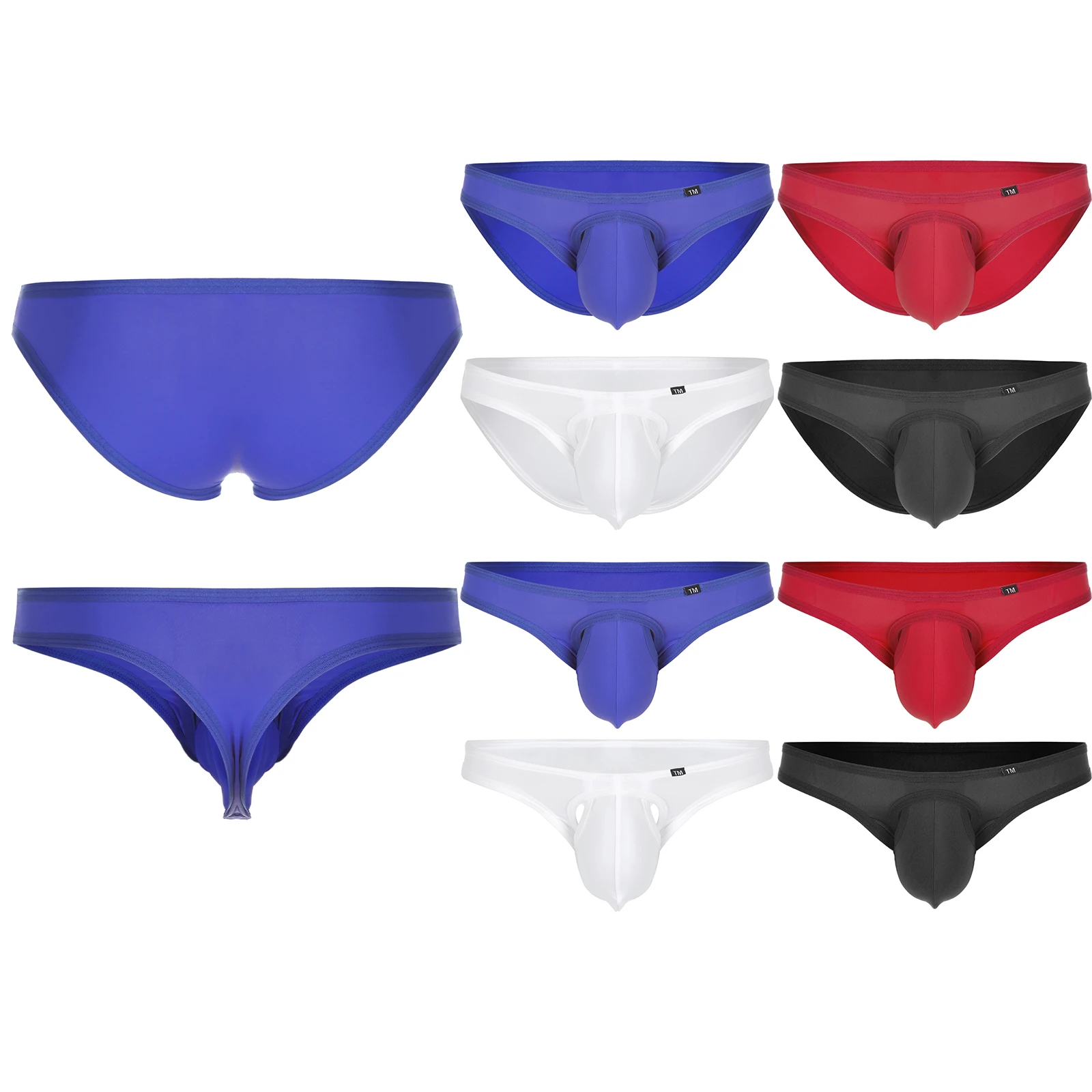 Men Solid Color Low Rise Hollow Out Bulge Pouch Briefs Sexy Lingerie Underwear G-String Thong Underpants for Honeymoon Club