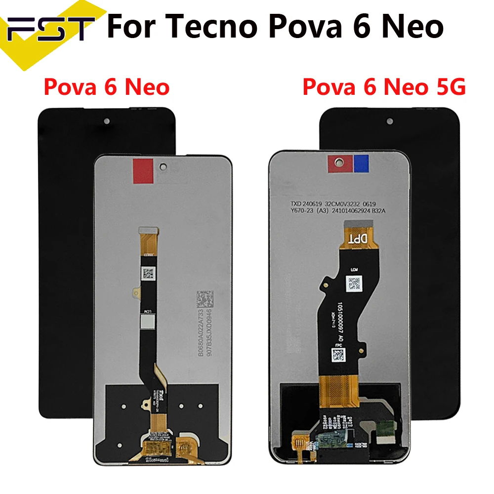 Tested For Tecno Pova 6 Neo 5G KL8 LCD Display with touch screen Digitizer Assembly For Pova6 Neo 4G Li6 Display Screen