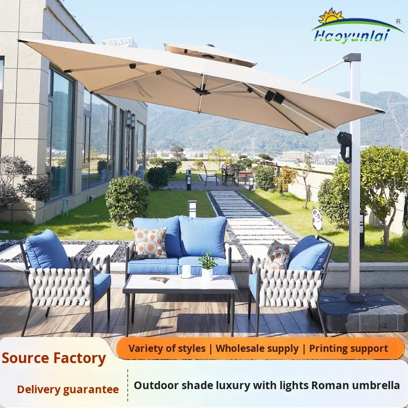Outdoor Sunshade Umbrella 3m Modern Design Manual/Semi-Automatic Opening Villa Yard Garden Patio Commercial Stall Use Umbrella