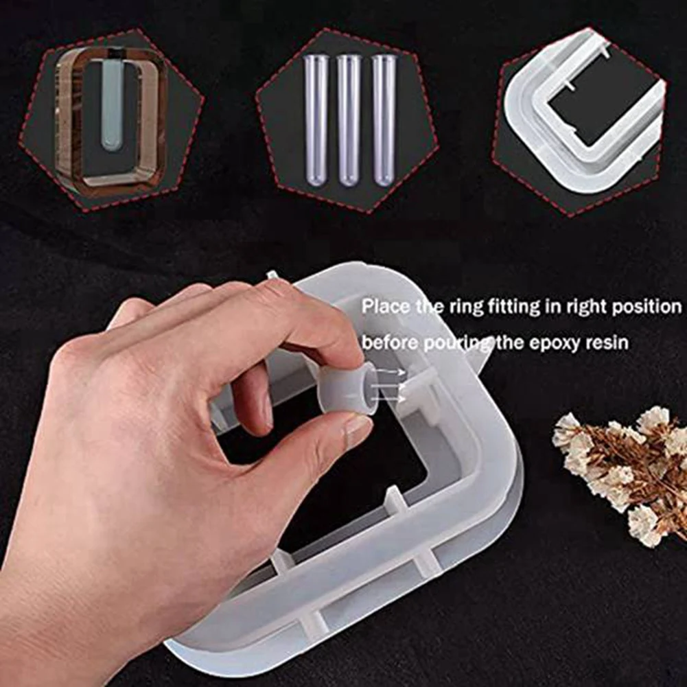 أنبوب اختبار زهرية الراتنج قالب مجموعة اناء للزهور المائية اسطوانة الايبوكسي الراتنج قالب من السيليكون الحرف زهرة قوس أدوات