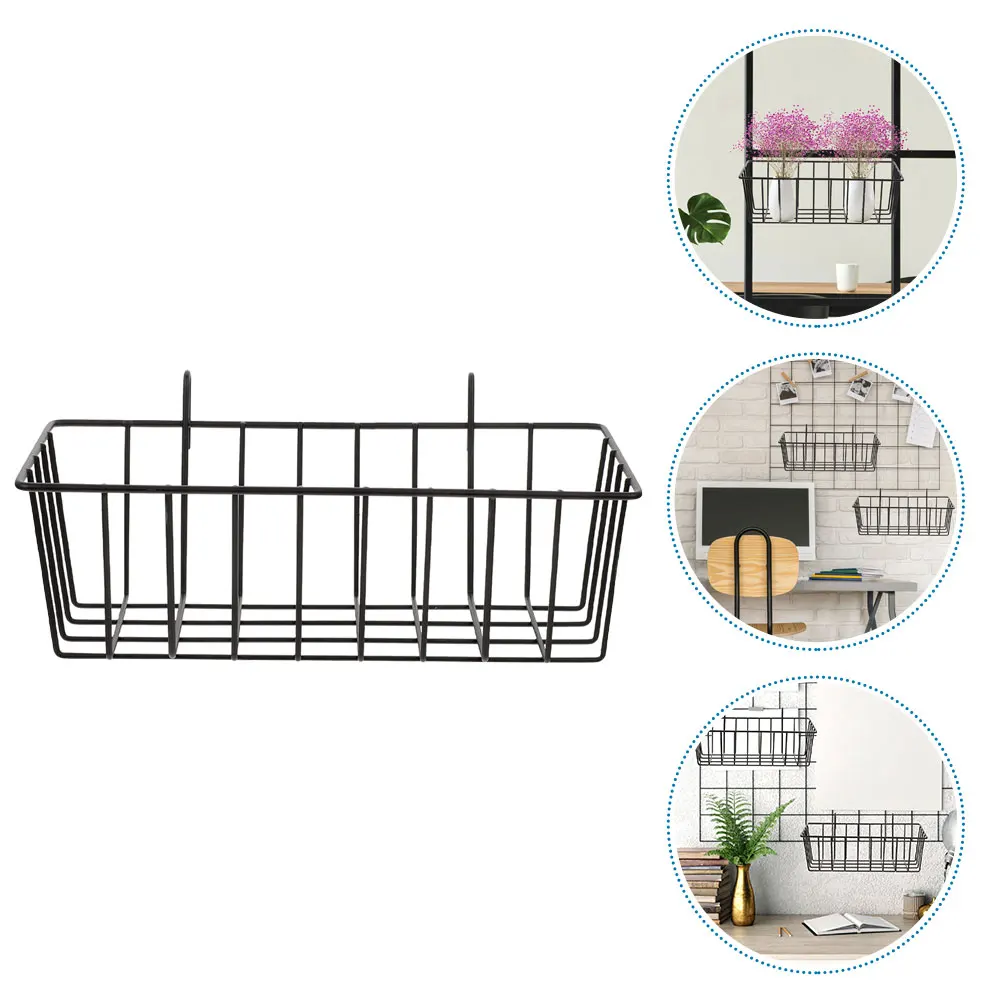

1pcs Black Small Iron Wall Mount Bathroom Kitchen Storage Rack Hanging Wire Basket Non Punching Strong Capacity