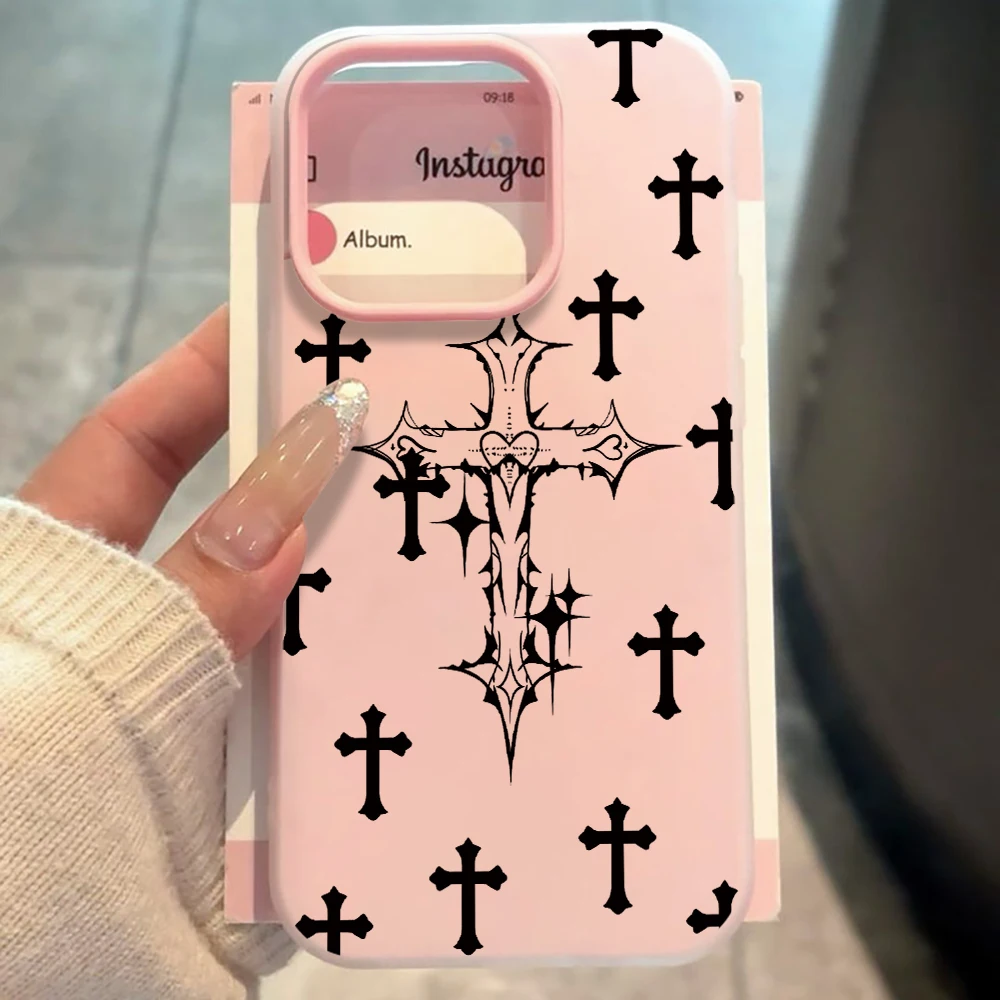 Für iPhone 17 15 16 14 Pro Max Hülle Plus Kreative Kreuz-Abdeckung Für iPhone 13 11 12 17 ProMax XS XR XS 7 8 Plus Bonbonfarbene Hüllen – Detail 2