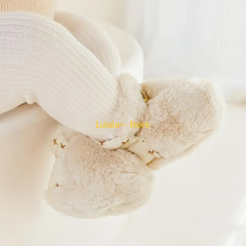 Y4QA أحذية أطفال شتوية دافئة للأطفال الصغار أحذية أرضية قطيفة مضادة للانزلاق لتعلم المشي من 0 إلى سنتين للأولاد والبنات #4