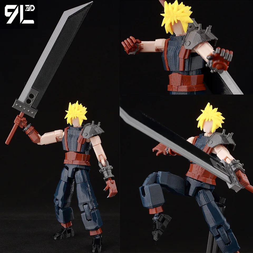 9L3D Printing Lucky 13 Cloud Strife FFVII Figure Buster Sword