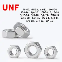 10/52/1pcs 304 Stainless Steel A2 UNF US Coarse Fine Thread Hex Hexagon Nut Hexagon Full Nuts4#、6#、8#、1/4、5/16、3/8、7/16、9