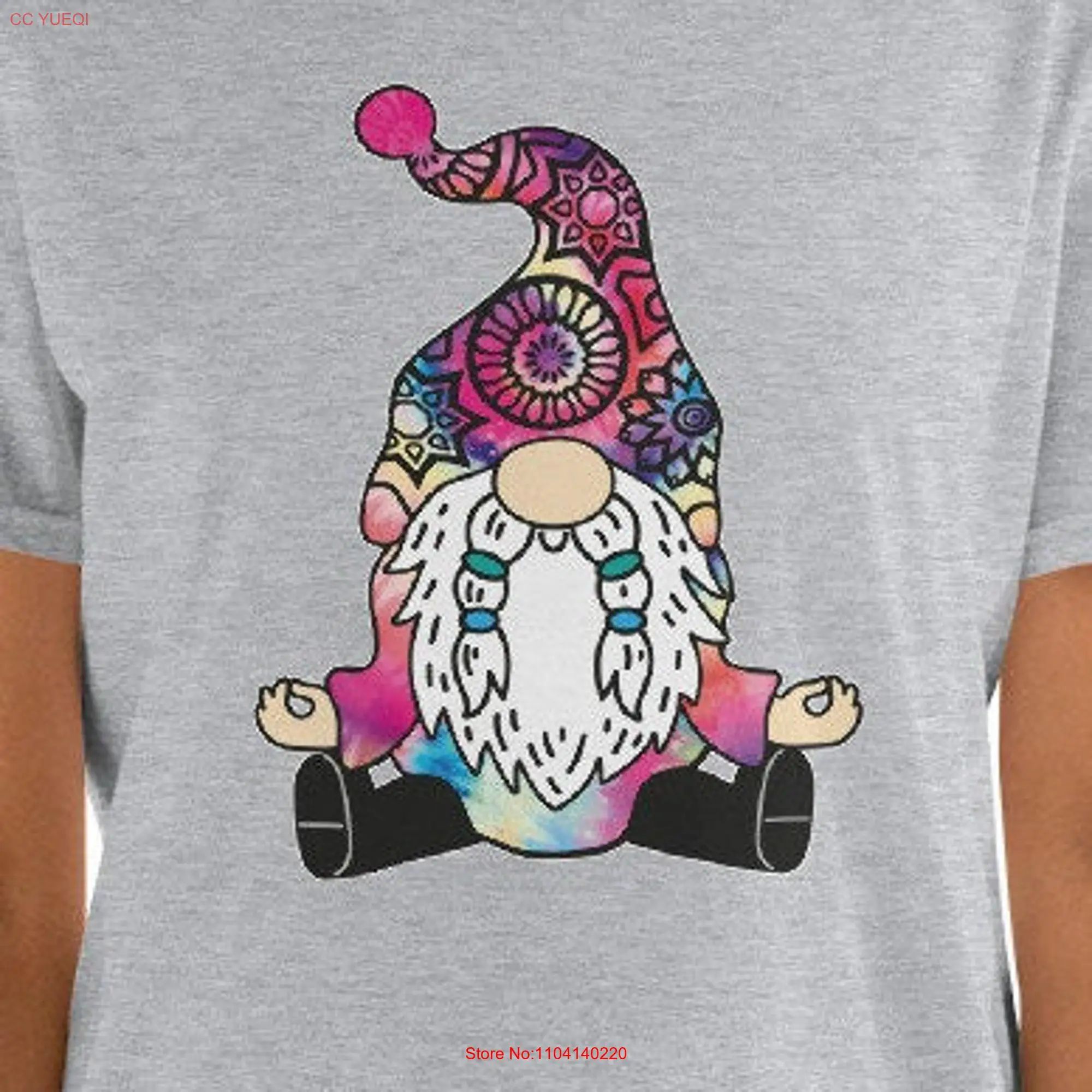 Gnomaste Yoga T Shirt Namaste Garden Gnome Zen Meditation Tie Dye Hippie Funny Apparel long or short sleeves