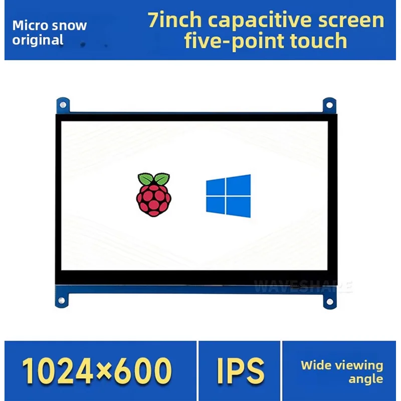 Waveshare 7 Inch Capacitive Touch IPS LCD Display 1024x600 for Raspberry Pi 5 4 3B+ Zero W