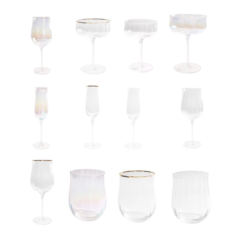 Clear Champagne Flutes Tulip Modern Glasses Cocktail Wine Cup for Home Bar Party Anniversary Wedding Use Home Decoration