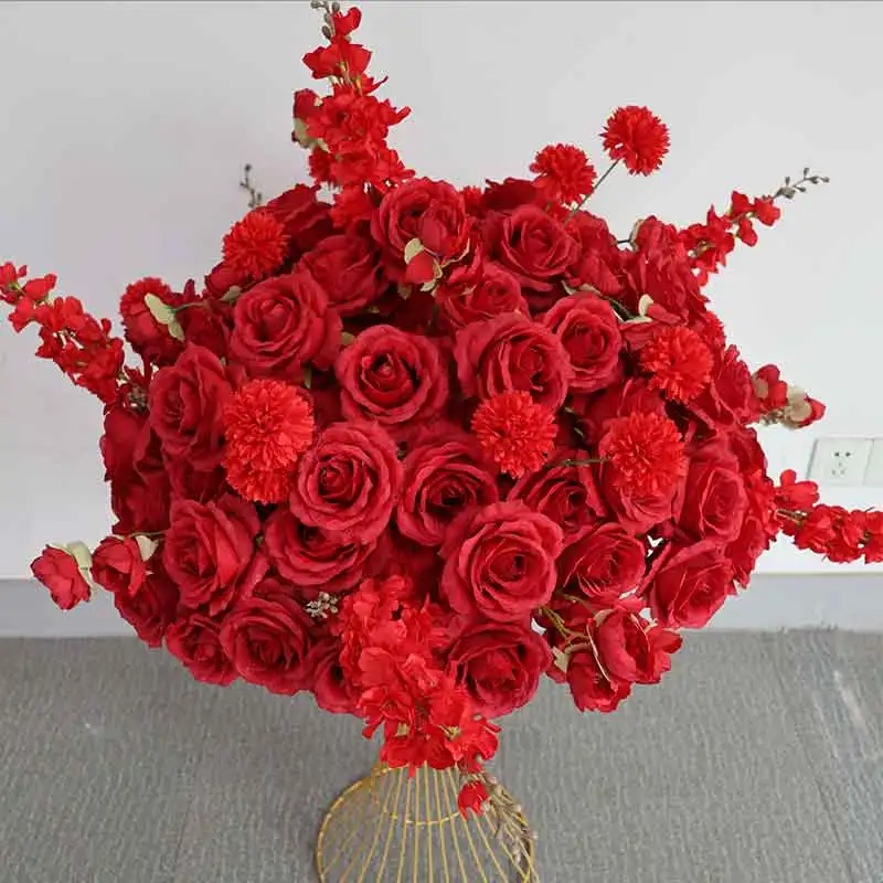 80/70/60/50 سنتيمتر الفاخرة كرة زهرية كبيرة الاصطناعي الجدول محور لحدث الزفاف ديكور الطريق الرصاص ترتيب الأزهار باقة #3