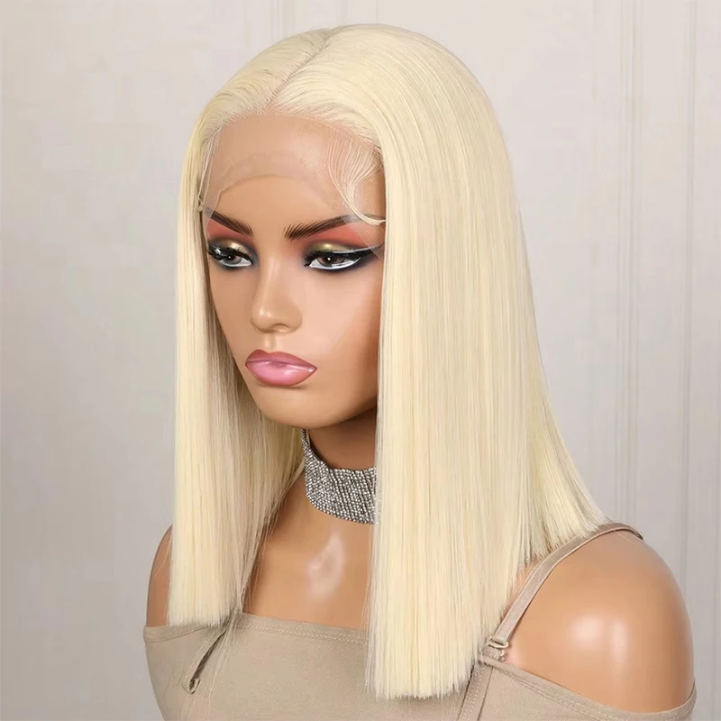 

613 Blonde Straight Short Bob Wig 13X4 Honey Blonde Dark Root Colored Short Bob Lace Frontal Wig Lace Front Human Hair Wigs