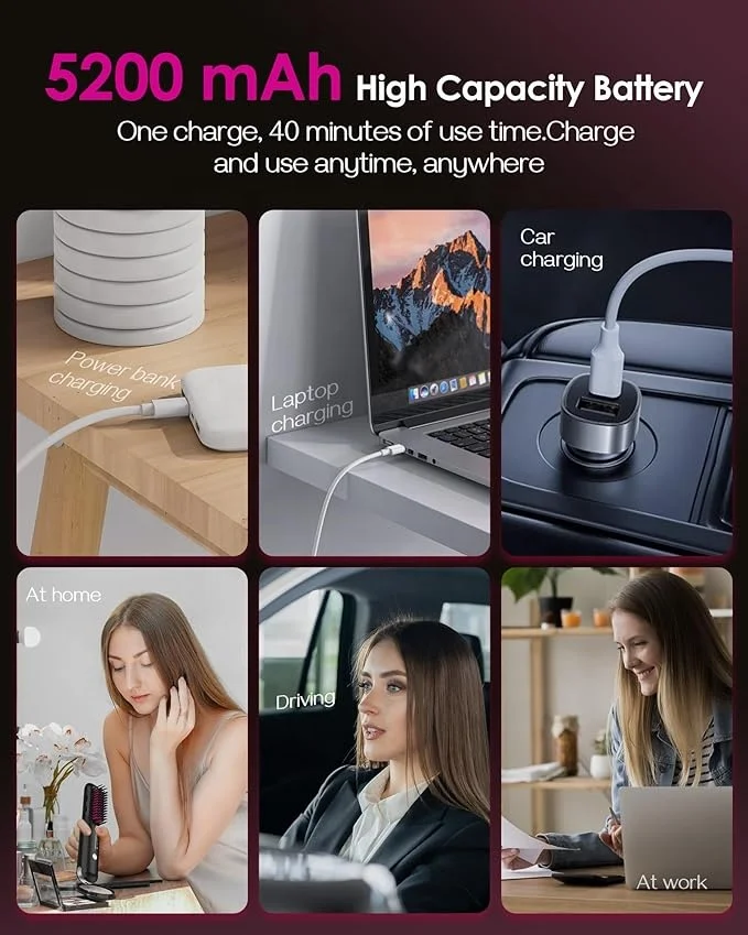 Новый выпрямитель для волос, расческа для завивки волос 2-в-1, инструмент для укладки волос, перезаряжаемый, 5200 мАч, большой емкости, беспроводной выпрямитель для волос