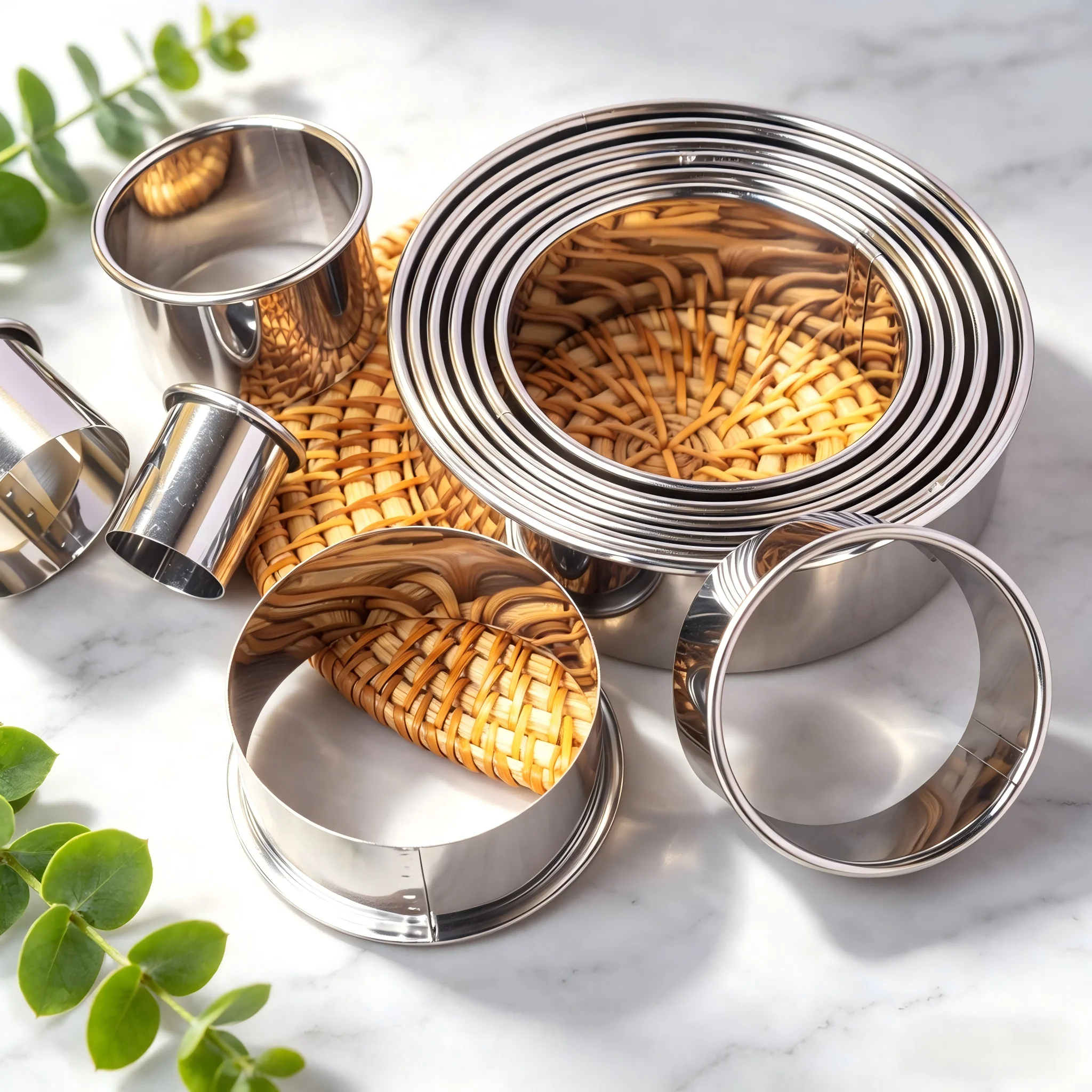 11PCS Mousse Cake Rings Food Grade Stainless Steel Round Crimped Edge Tart Biscuit Cutter for Tiramisu Baking Home Kitchen Tool