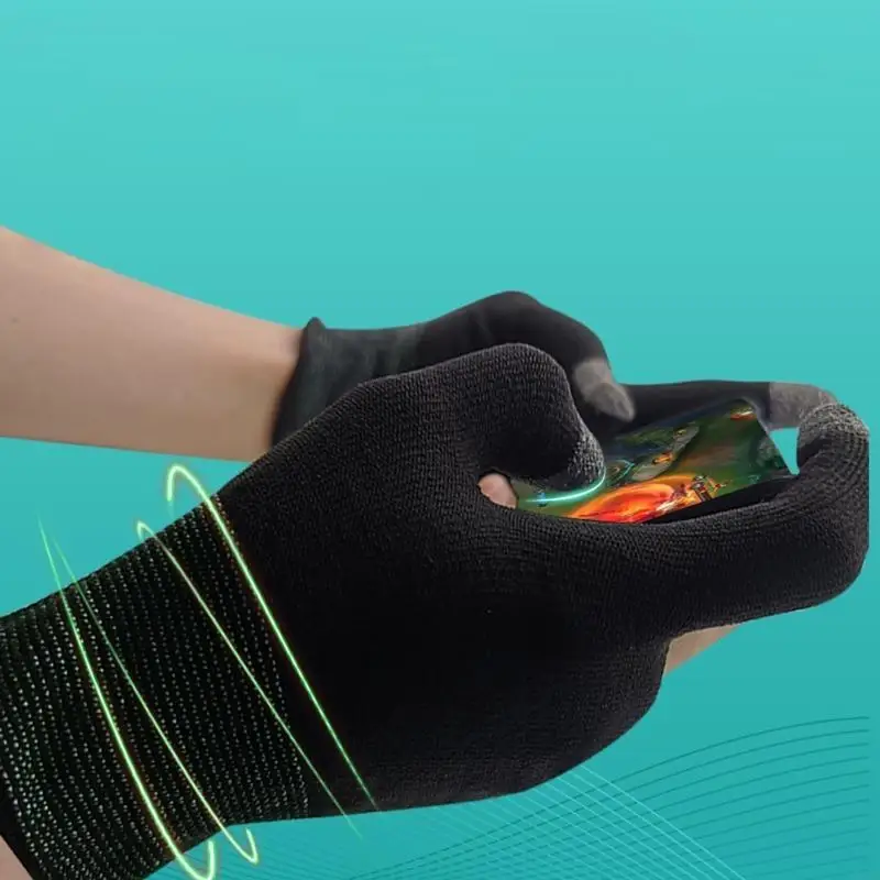 Two-finger Gaming Finger Sleeves Mobile Game Gloves Sweat-proof Touch Screen Finger Cots Seamless for Mobile Game Controllers