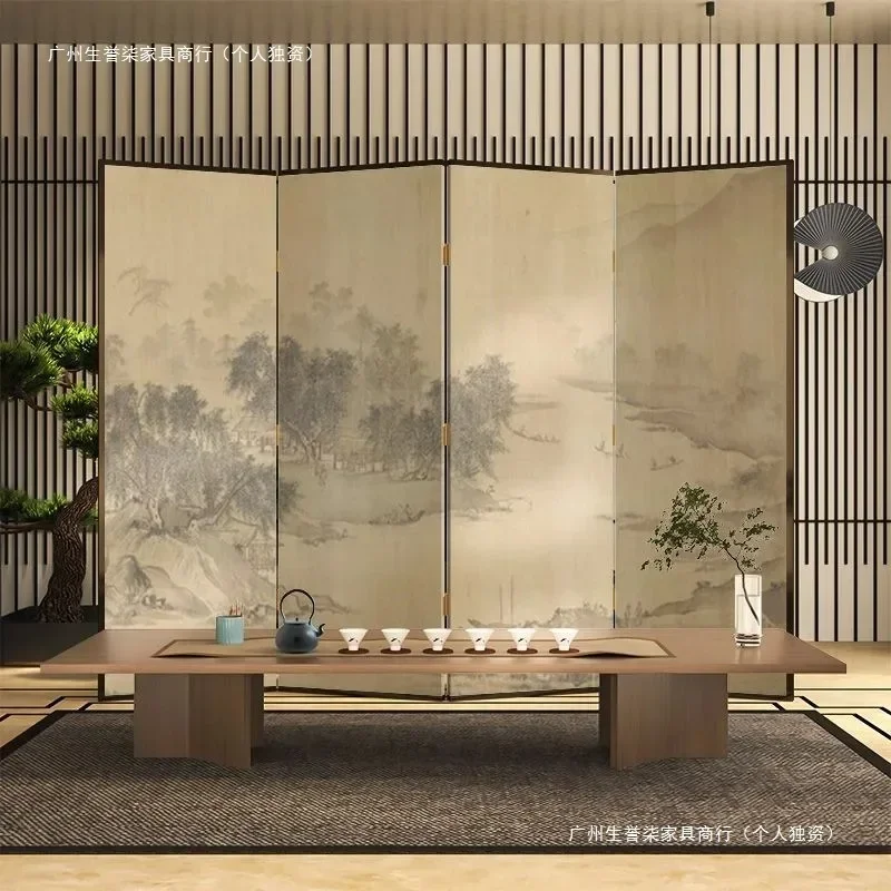 Modern Chinese retro landscape screen partition entrance living room artistic conception tea room folding mobile folding