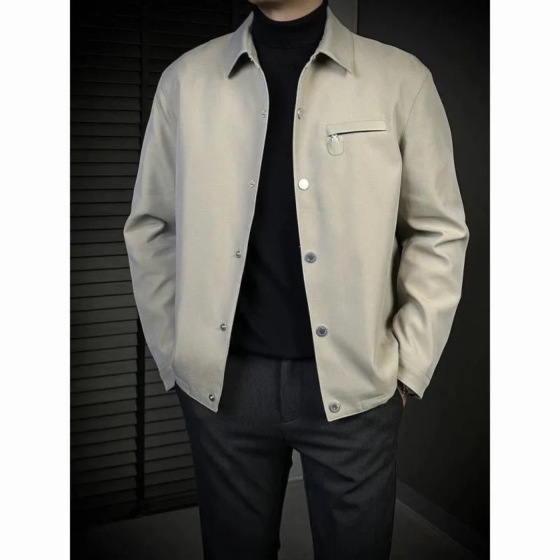 

Casual Faionable Men's Jaet Spring Autumn New Sle European Leisure Luxury Busin Casual Coat Sli Collar Outerwear