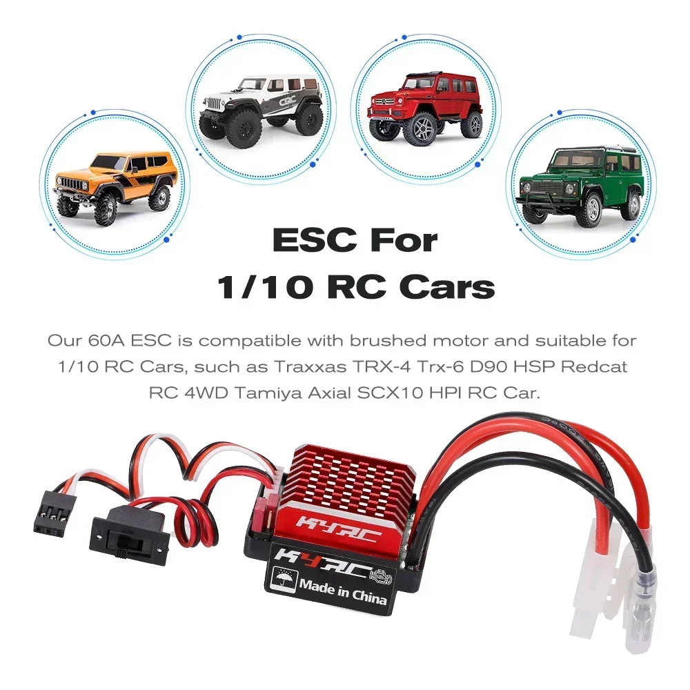 Regolatore di velocità elettrico ESC spazzolato 60A 6V/2A BEC per auto RC 1/10 Trxs TRX4 Trx6 D90 HSP Redcat 4WD Tamiya Axial SCX10 HPI