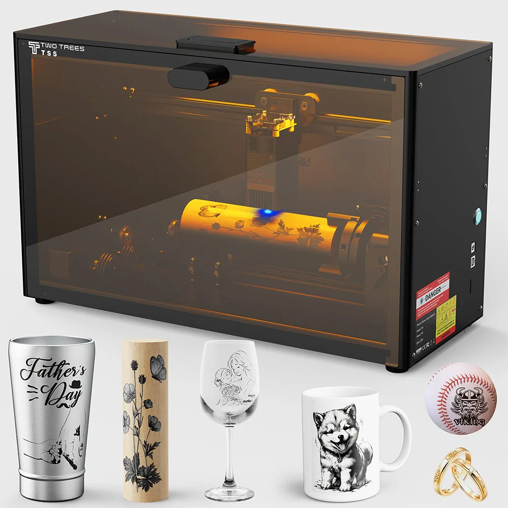 

Twotrees TS5-7W Laser Engraver For DIY Of Cups Desktop Laser Engraving Machine 4-in-1 Rotary Wood CNC Cutting Machine