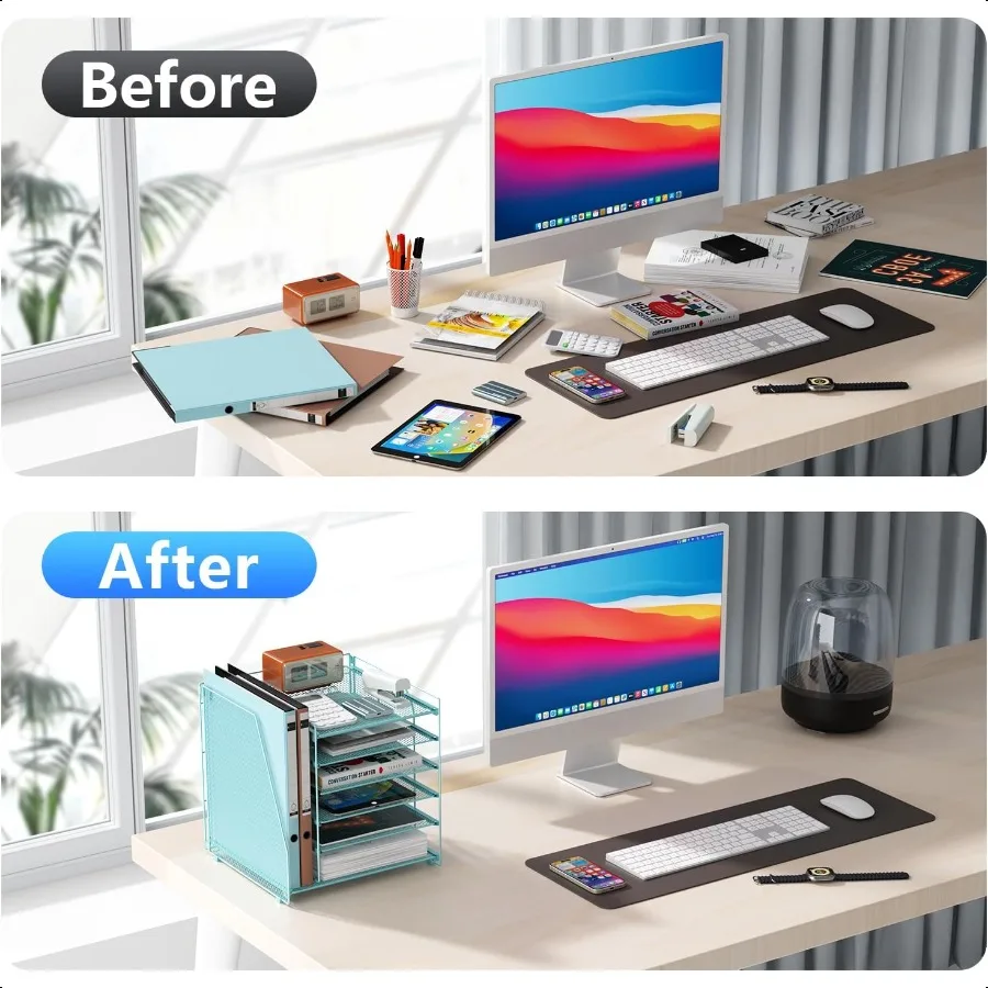 Органайзеры и аксессуары для стола, 6-уровневый органайзер для бумаги с подставкой для журналов, органайзер для файлов для стола, аксессуары для офисного стола Workspa