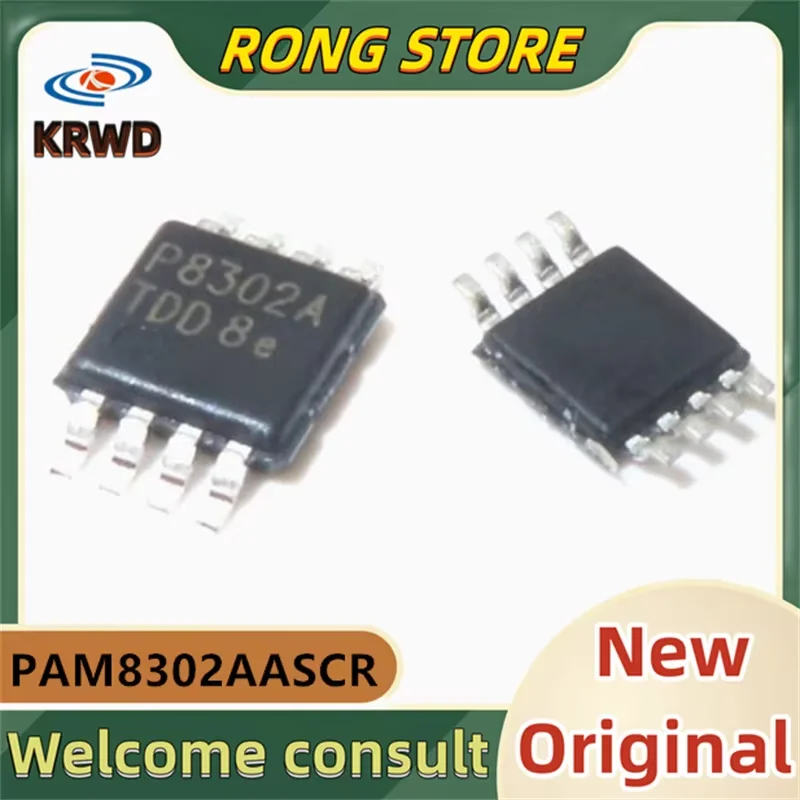 20PCS P8302A New Original PAM8302AASCR PAM8302  MSOP-8