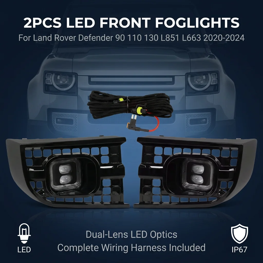 NEW For Land Rover Defender 110 Base/S/SE/X-Dynamic SE/X 2020-2024 Car LED Foglights White Color Light Defender 130 90