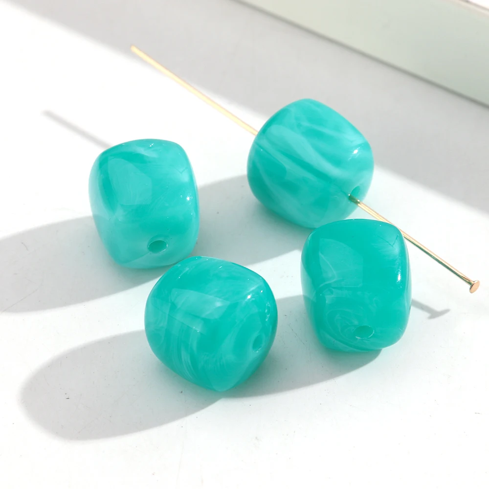 10 stks Marmer Kleur Acryl 16x17mm Vierkante Kubus Vorm Losse Spacer Kralen voor DIY Sieraden Armband Ketting Oorbellen Accessoires