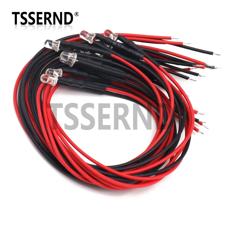 10 шт. 3 мм светодиод 5-12 В 20 см предварительно смонтированные белые, синие, красные, зеленые, желтые УФ-диодные лампы RGB, украшения, светоизлучающие диоды, предварительно припаянные