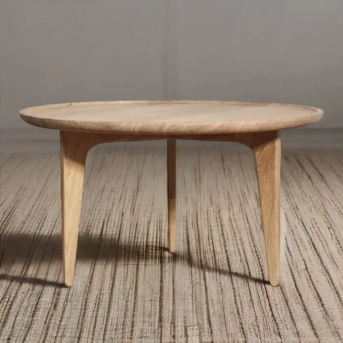 

Natural oak solid wood coffee table small round table living room lobby bar hotel side table