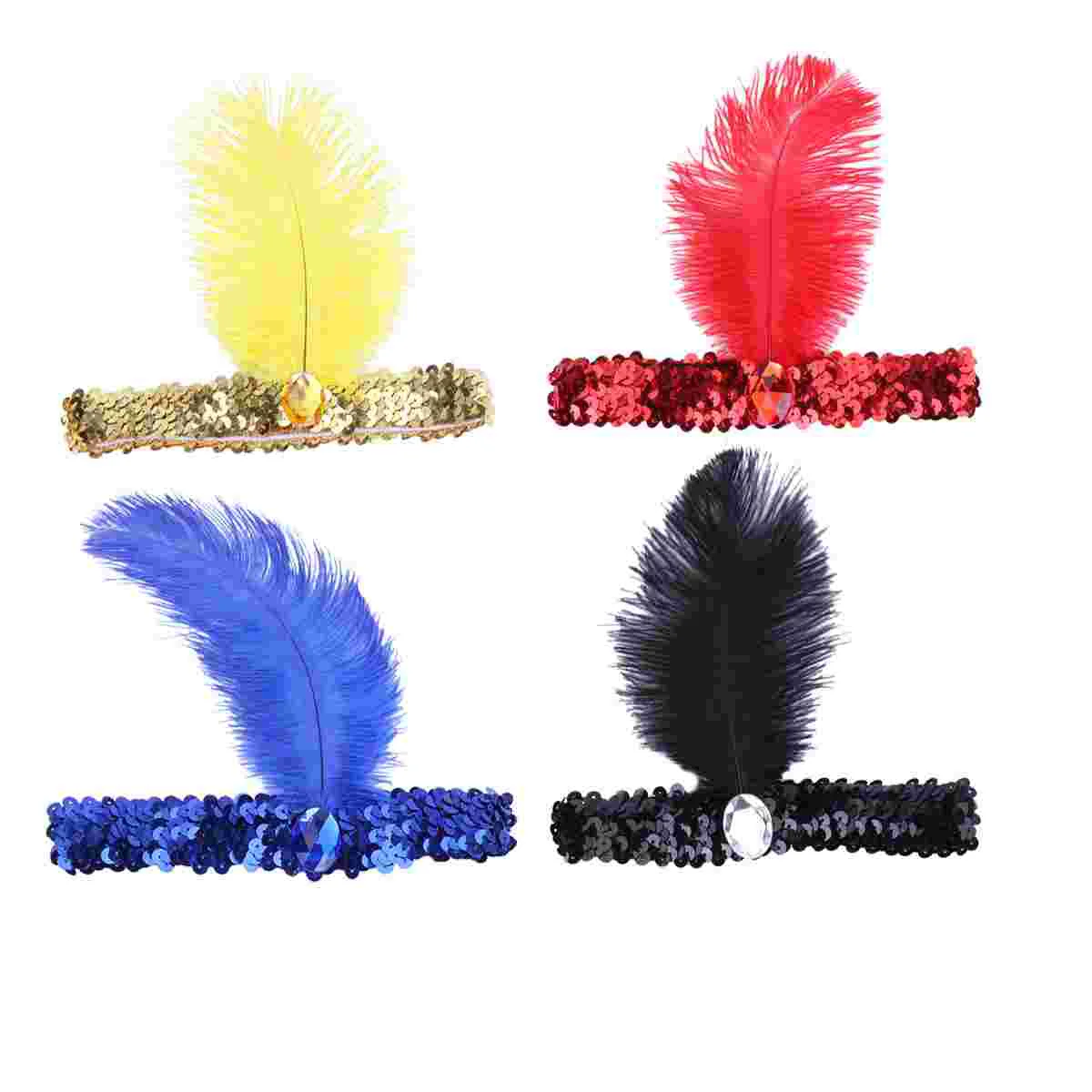 Hair Deyer Head Band Ostrich Feather Headband Women Accessories Sequin Headdress