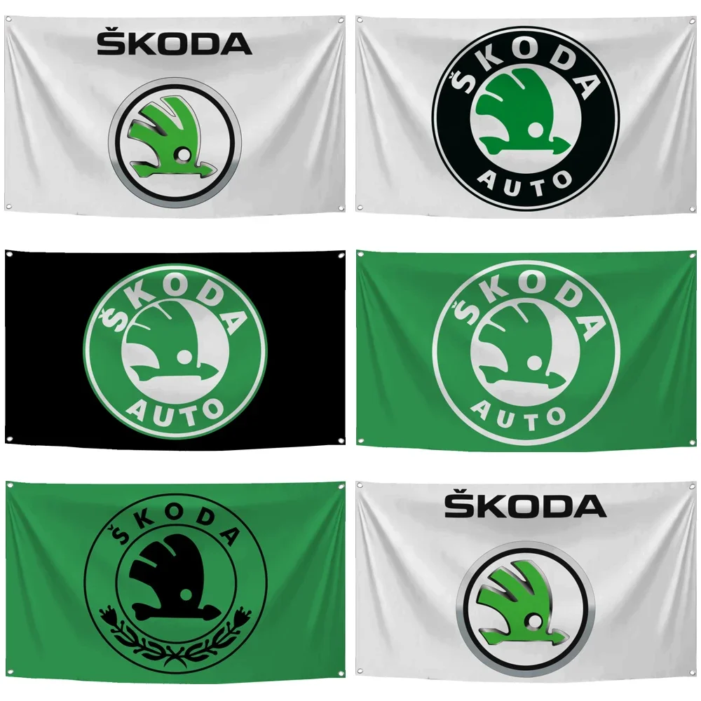 2×3ft 3×5ft Skodas Flag Polyester Digital Printed Racing Car Banner Tapestry Curtain For Decor