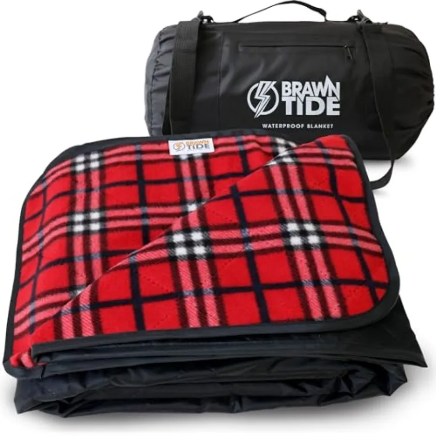 

Large Outdoor Waterproof Blanket - Extra Thick Fleece, Warm, Windproof, Sandproof, Quilted, 82" x 55", Ideal for Beaches, Picni