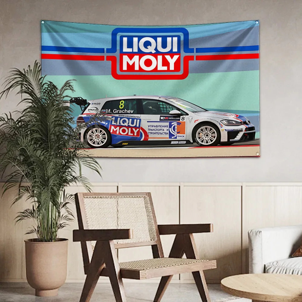 60x90cm Ger Liqui Molys Moto Oil Flag Polyester Digital Printing Banner for Garage Wall Art Out Door Decoration