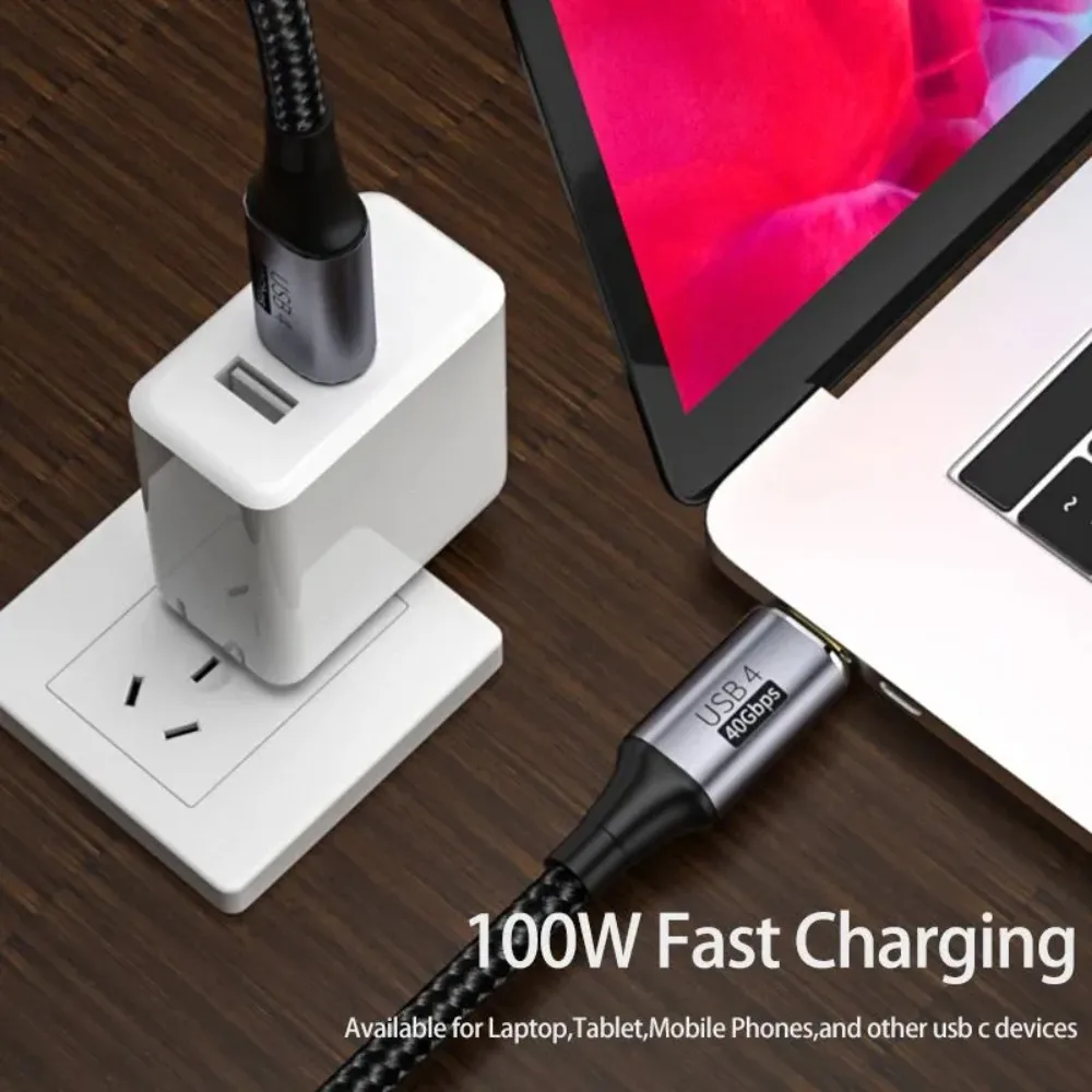 Cable de carga rápida Thunderbolt 3 de 8K a 60Hz, 40Gbps, USB 4,0, USB C a tipo C, cable de datos, cabeza recta/codo tipo C a tipo C