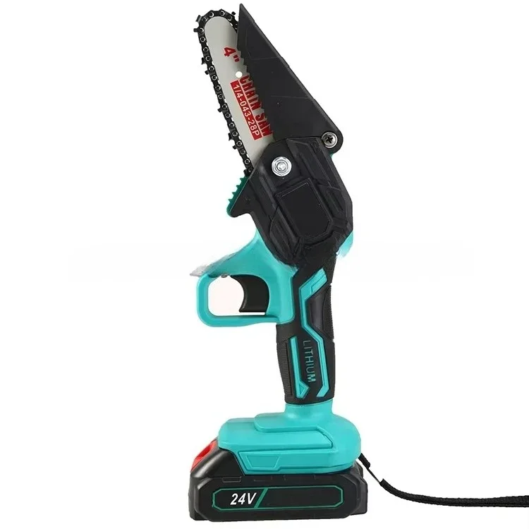 4 Inch Mini Lithium Electric Chain Saw 24V Rechargeable Cordless One-handed Small Electric Saws Home DIY Tree Pruning Tools