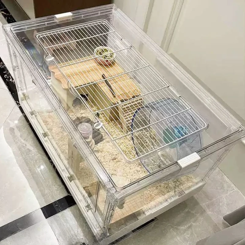 Folding Hamster Cage Large Space Breathable Golden Hamsters Breeding Cages Transparent Chew Proof Hamster House Small Pet Hutch - view 3