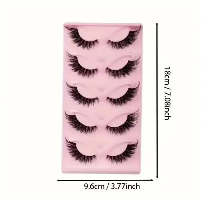 5Pairs Natural Dramatic Volume Mink Lashes Fox Eye False Eyelashes Fluffy Wispy Winged Cat Eye Lashes For Party Eye Decor