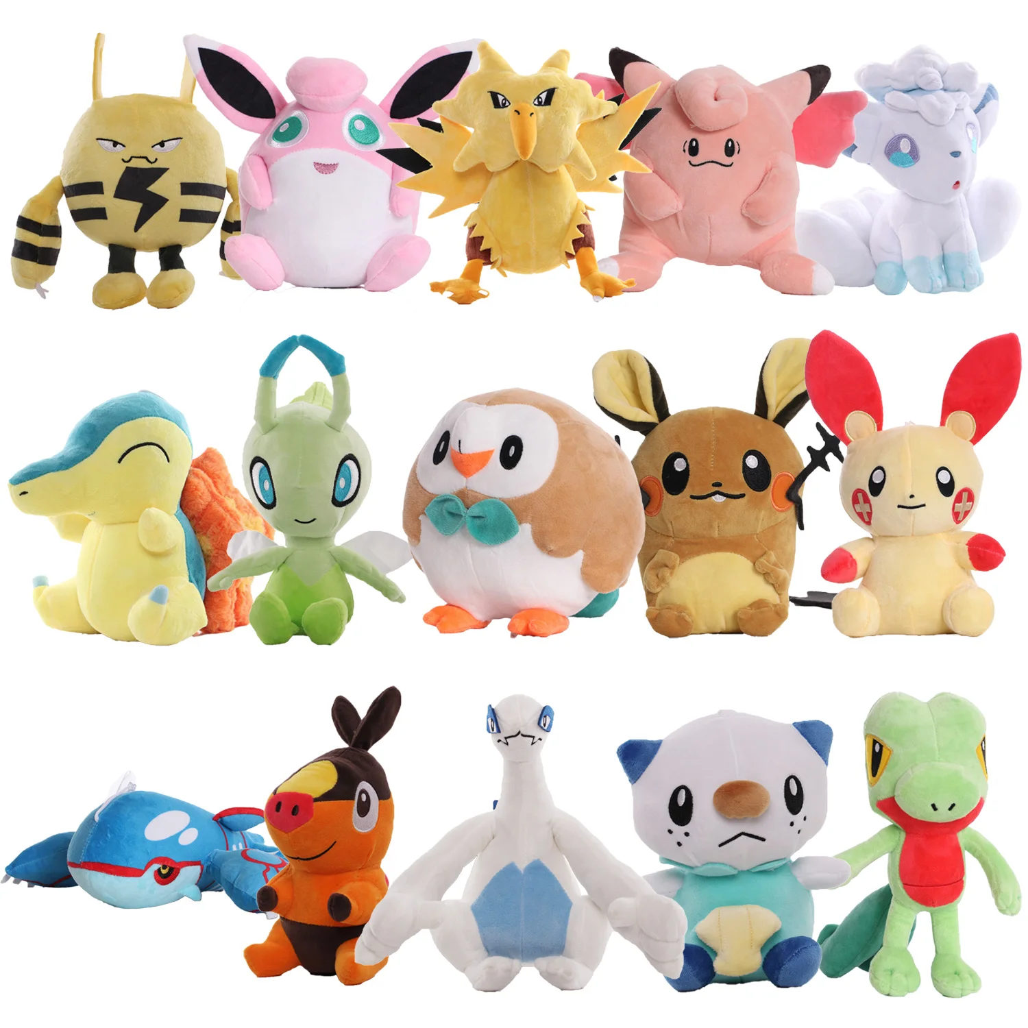 Pokemon Plush Doll Stuffed Figures Model Collection Zapdos Cyndaquil Emolga Kyogre Celebi Rowlet Gift Toys For Kids