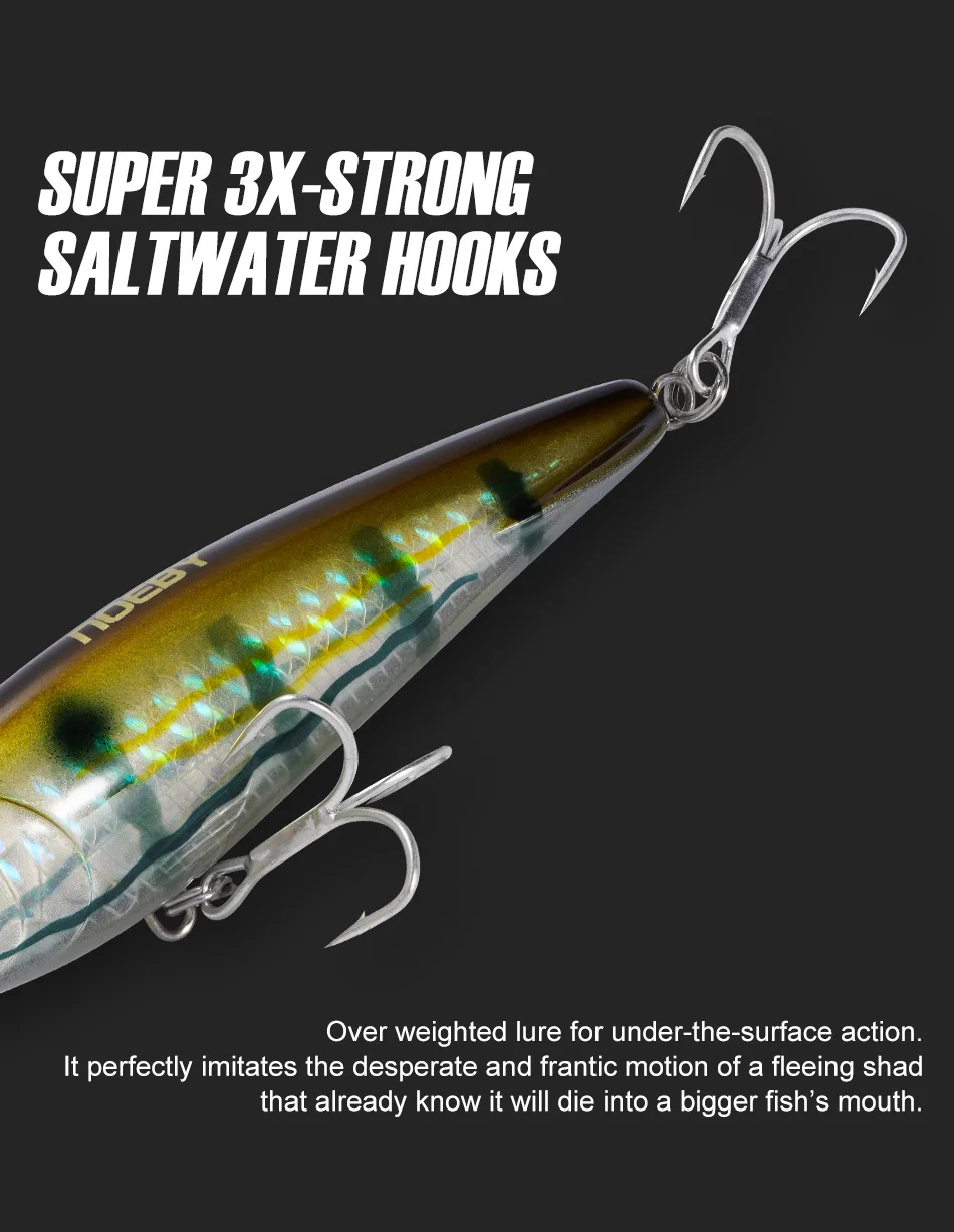 NOEBY 95S Stickbait Wobbler 95mm 25g Sinking Heavy Pencil Angelköder Salzwasser Kunstköder Dead Fish Fall Angelköder – Detail 10
