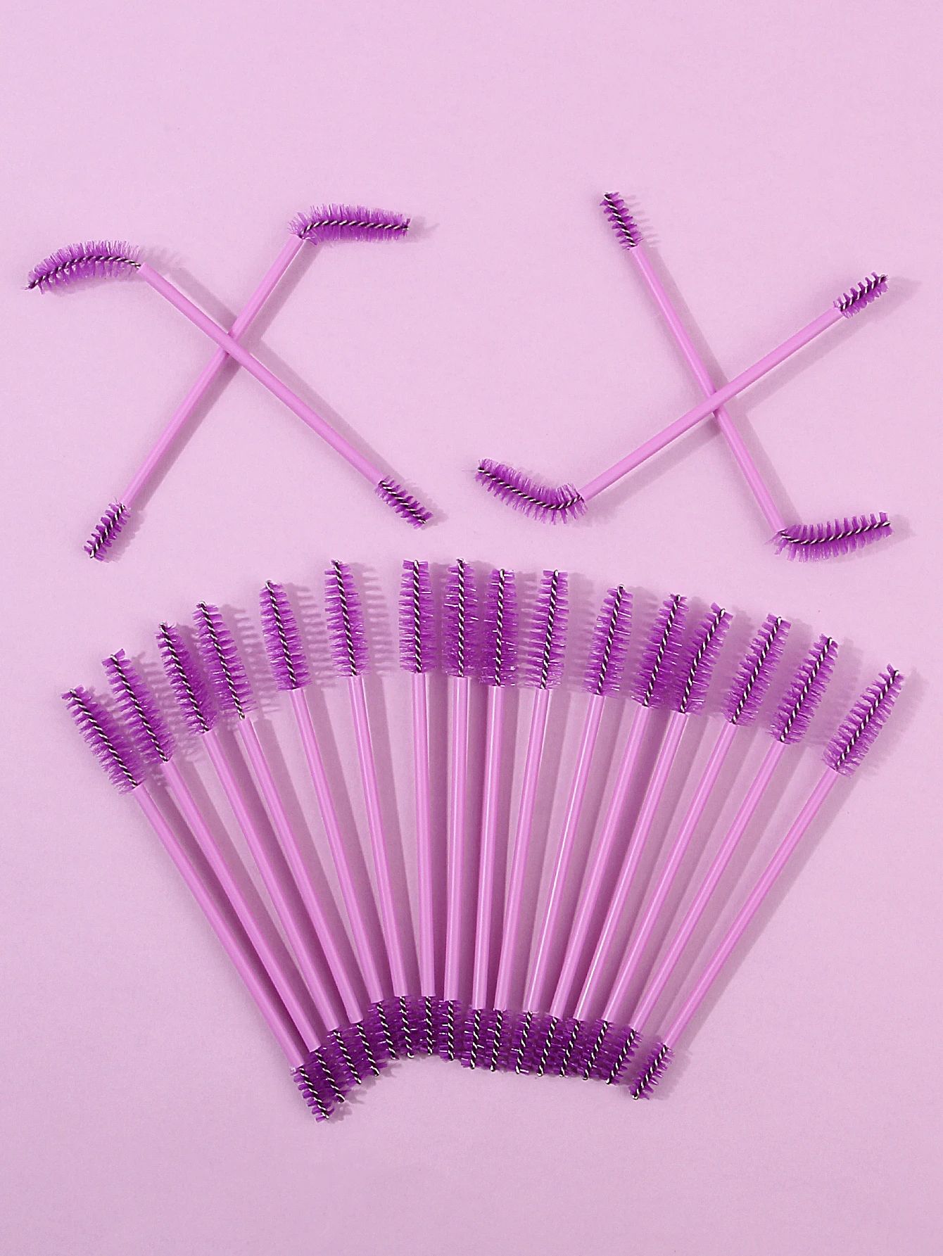 Pinceau à mascara double tête 20 pièces, outil pour les yeux portable violet, pinceau de maquillage, pinceau à sourcils à friser naturel, mascara en spirale brus