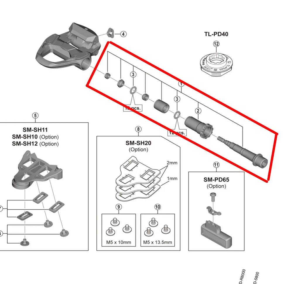 Shimano Bike Pedals Pedal Axle Assembly